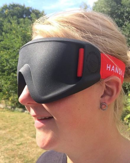 Justa Blind Sports Mask with red strap